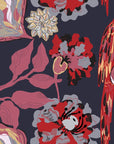 Papier Peint Exotique - Perroquets et Fleurs Rouge Rubis