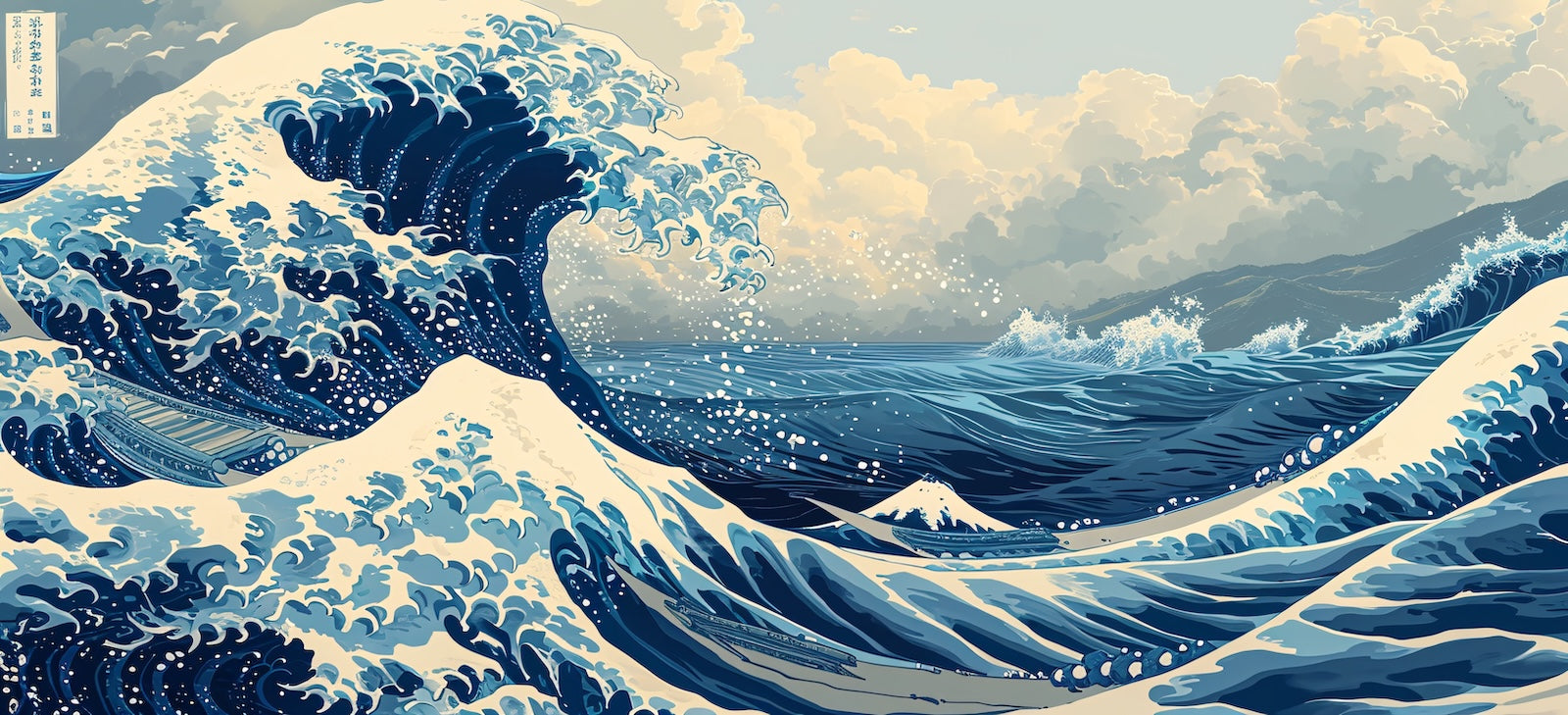Papier Peint Japonais - Grande Vague Colorée