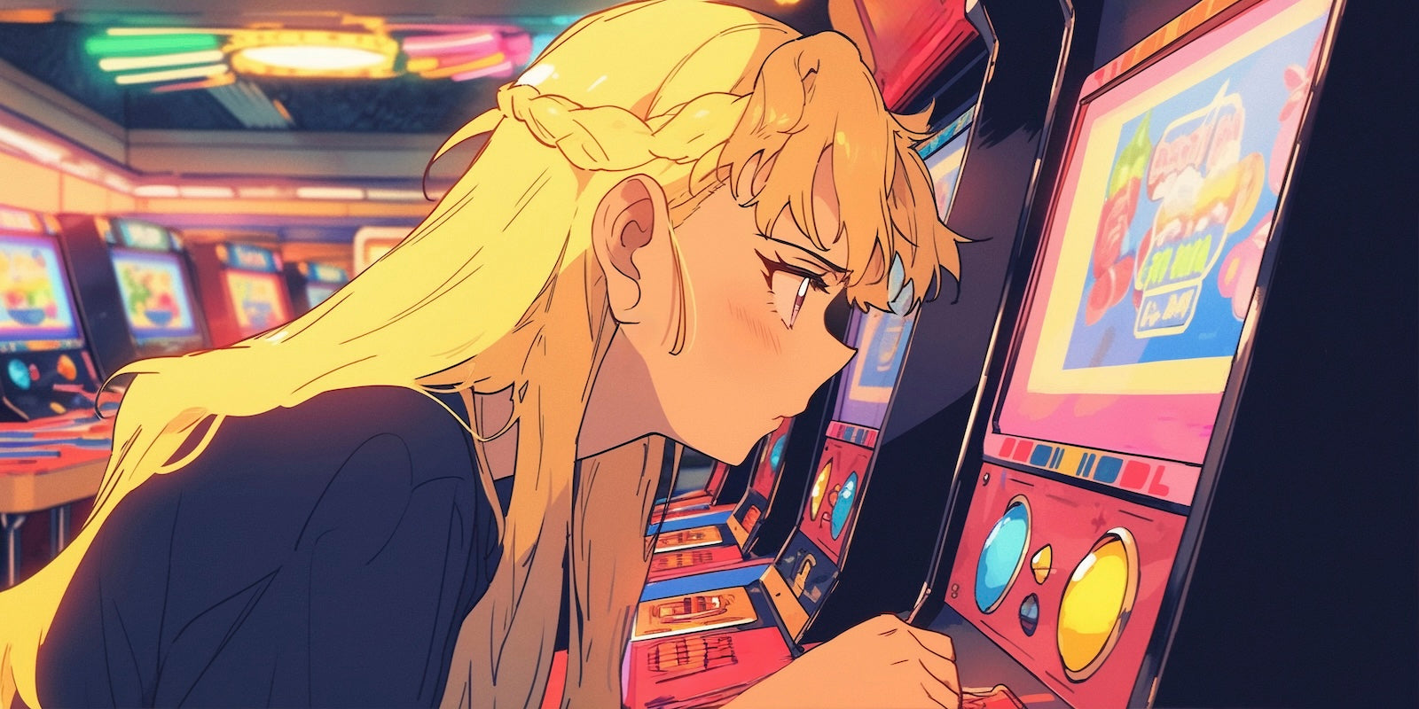 Papier Peint Anime - Fille aux Machines à Sous