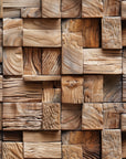 Papier Peint Bois - Mosaïque de Blocs Marron