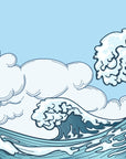 Papier Peint Japonais - Grande Vague Bleu Ciel