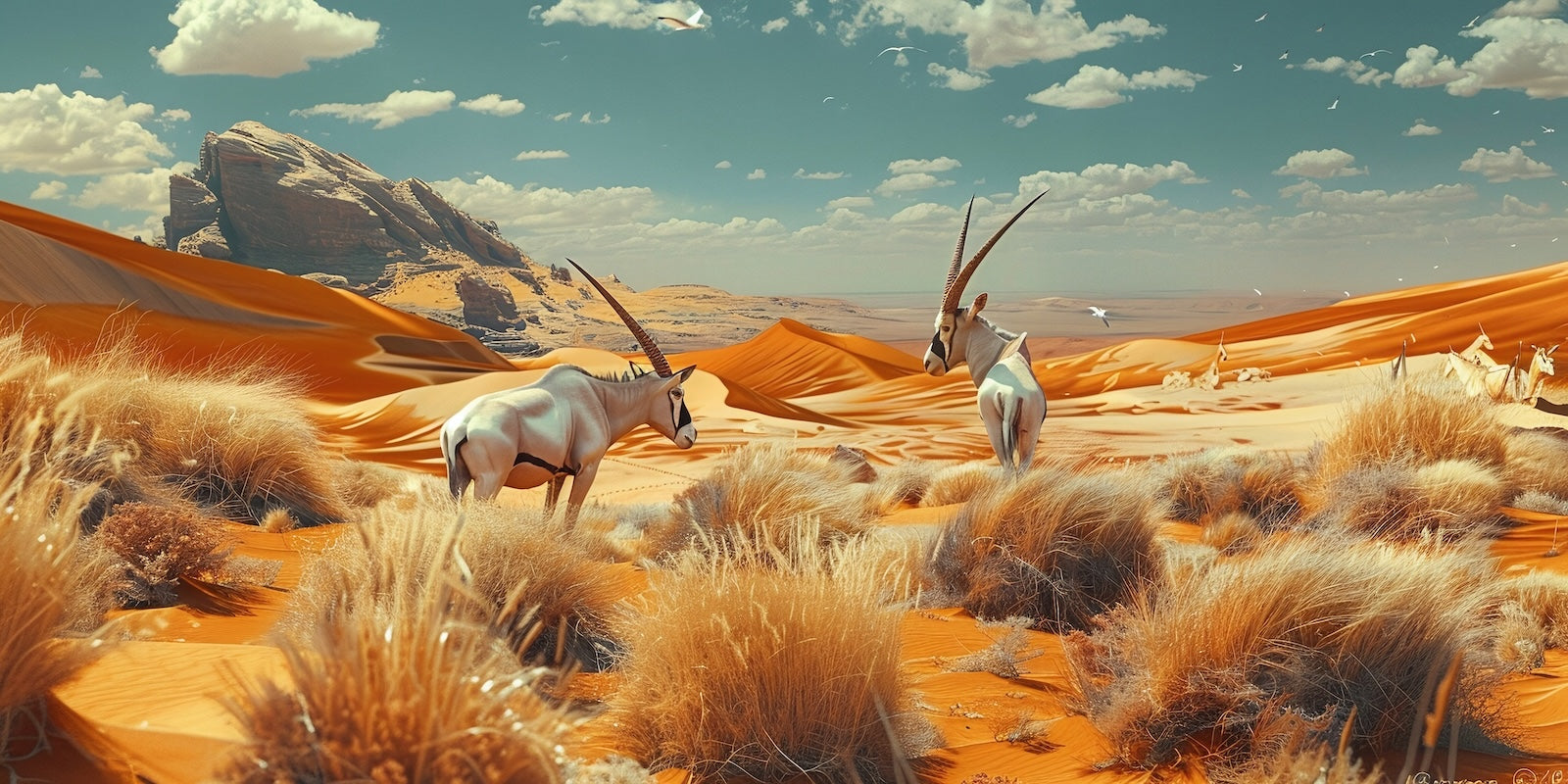Papier Peint Désert - Animaux Sauvages dans les Dunes