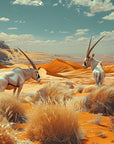 Papier Peint Désert - Animaux Sauvages dans les Dunes
