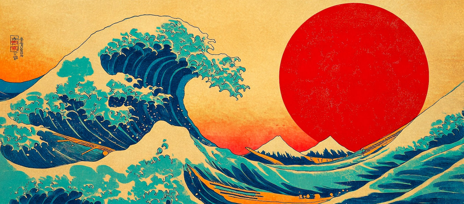 Papier Peint Japonais - Soleil Rouge