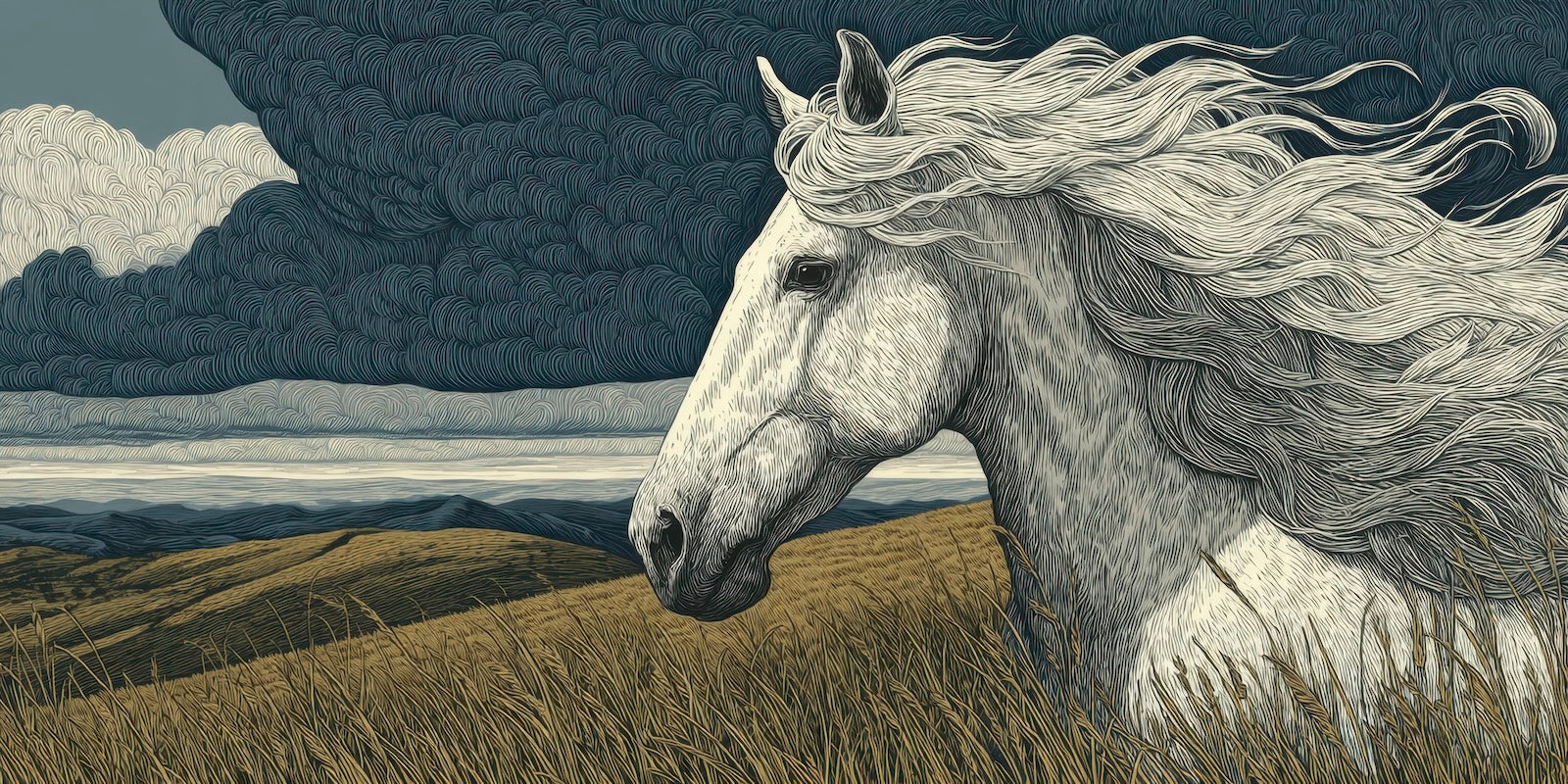 Papier Peint Animaux - Cheval Blanc
