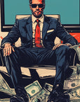 Papier Peint Pop Art - Homme en Costume et Billets Rouges