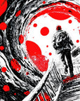 Papier Peint Abstrait - Spirale Rouge et Noire