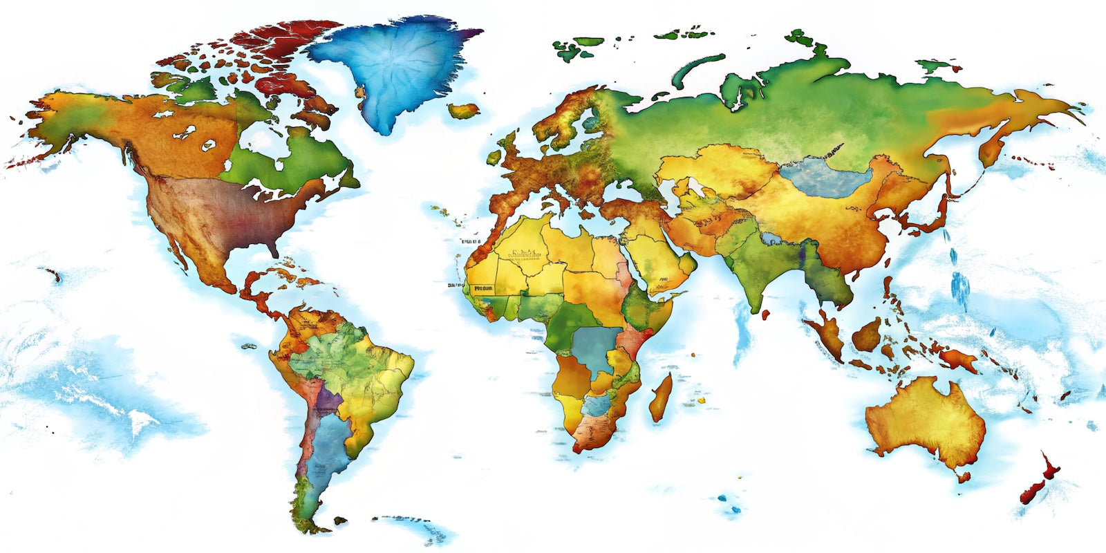 Papier Peint Carte du Monde - Colorée Pop