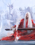 Papier Peint Abstrait - Samouraï Rouge dans la Brume
