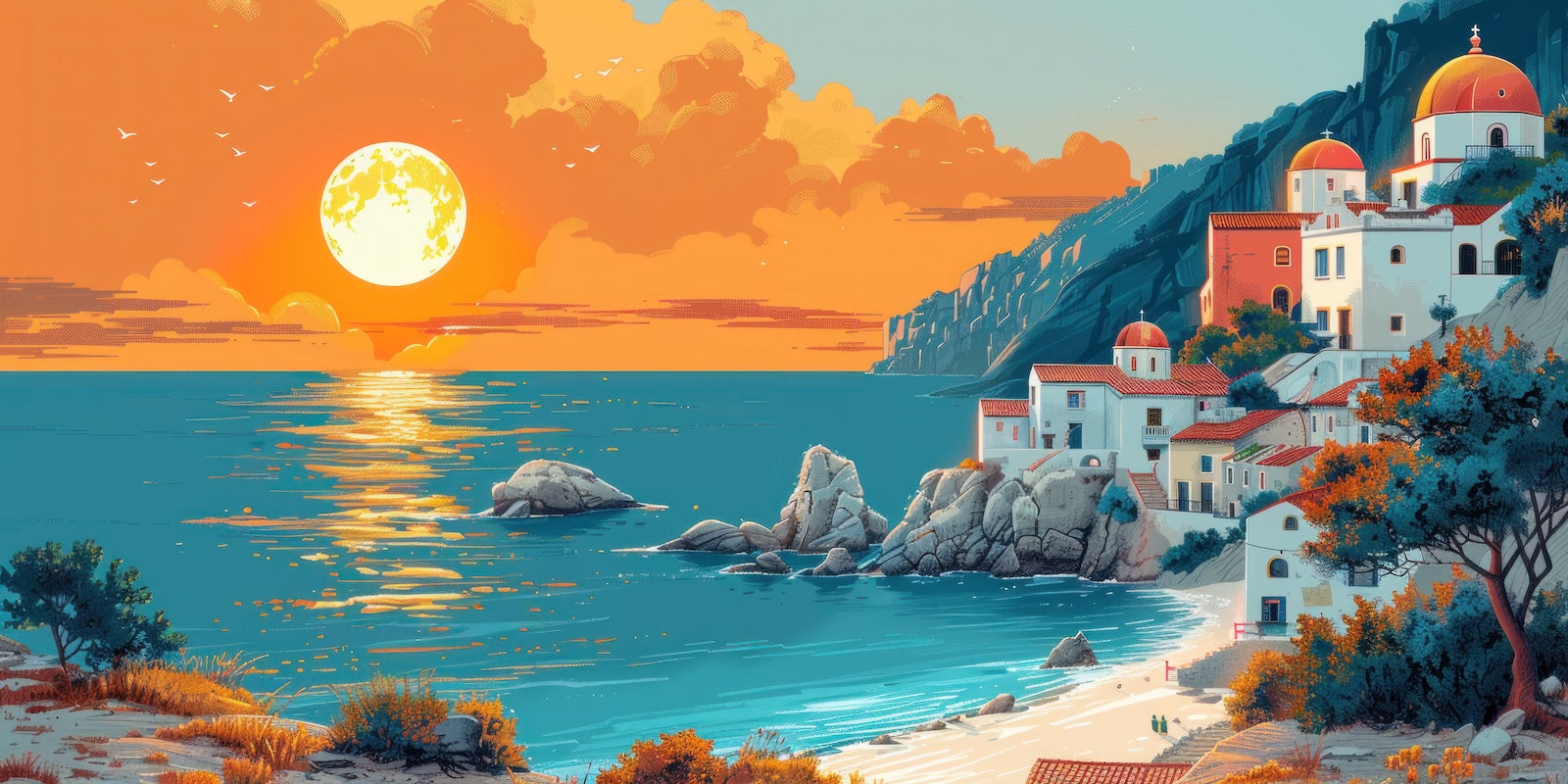 Papier Peint Paysage - Coucher Coloré