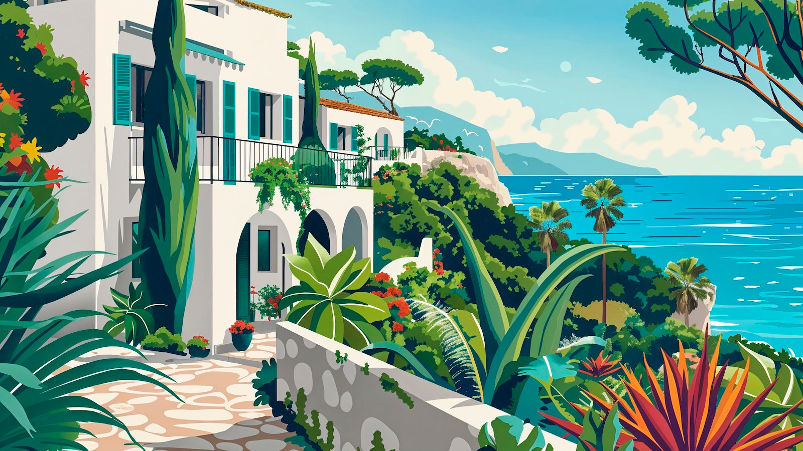 Papier Peint Paysage - Ville Bord de Mer