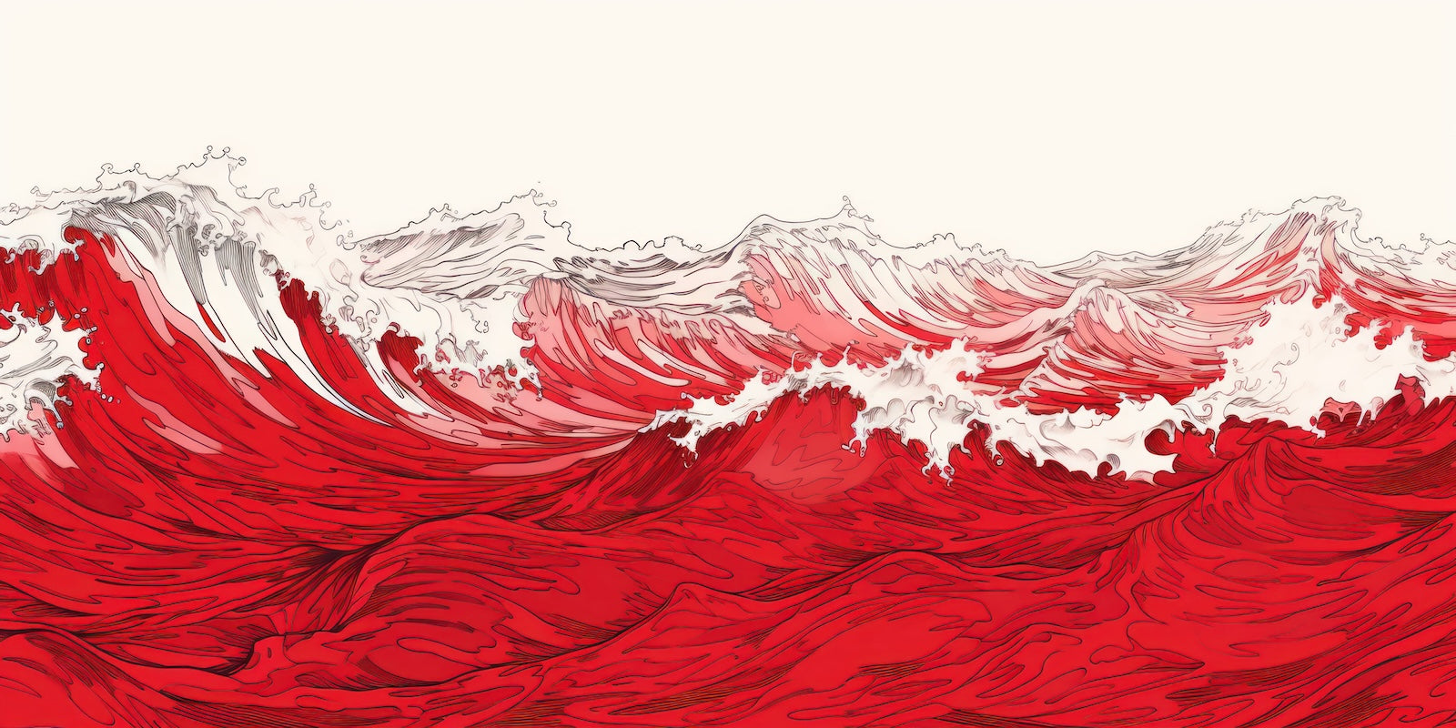 Papier Peint Abstrait - Vagues Rouges Texturées