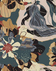 Papier Peint Abstrait - Formes Organiques Bleu Pétrole