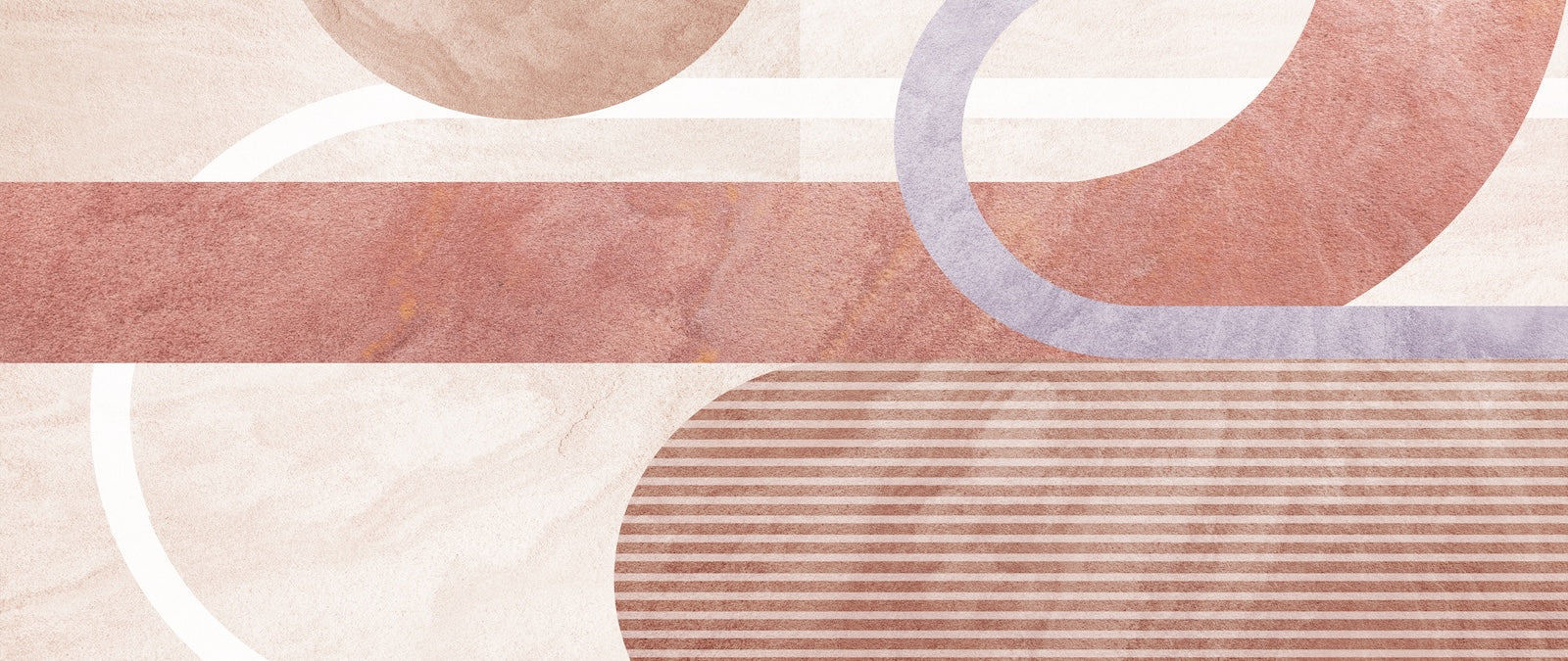 Papier Peint Abstrait - Formes Arrondies Beige et Rose