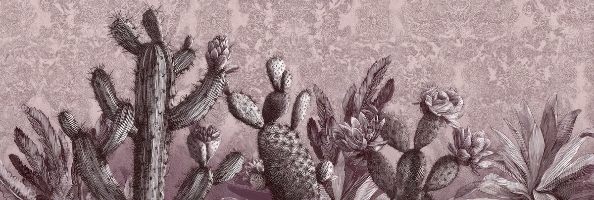 Desert Wallpaper - Pink and Gray Textured Cacti