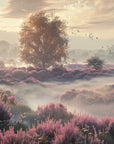 Papier Peint Paysage - Bruyère Rose au Coucher du Soleil