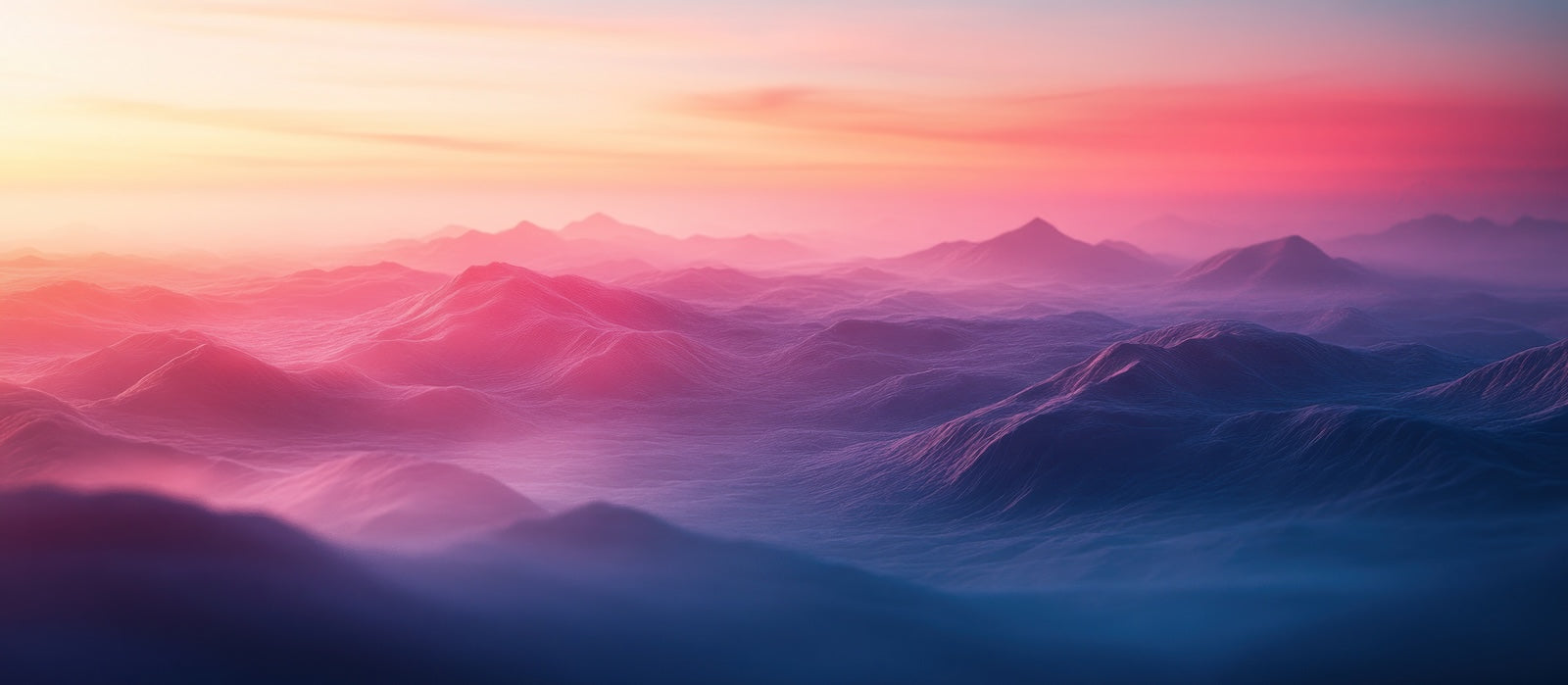 Papier Peint Montagne - Dégradé Rose et Bleu
