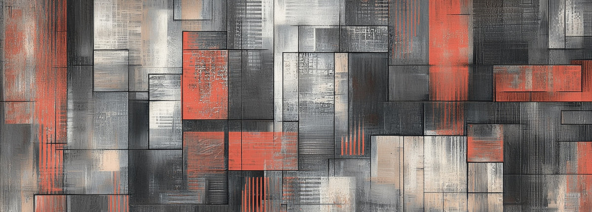 Abstract Wallpaper - Red and Grey Geometric Blocks