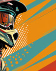 Papier Peint Moto - Casque Cross Orange et Turquoise