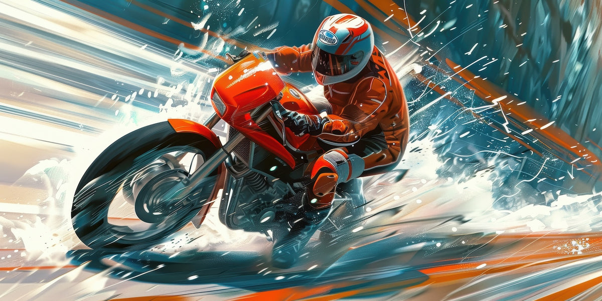 Motorcycle - Cross Wallpaper in Snow Splashes