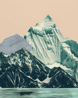 Bergen behang - Turquoise en beige bergen
