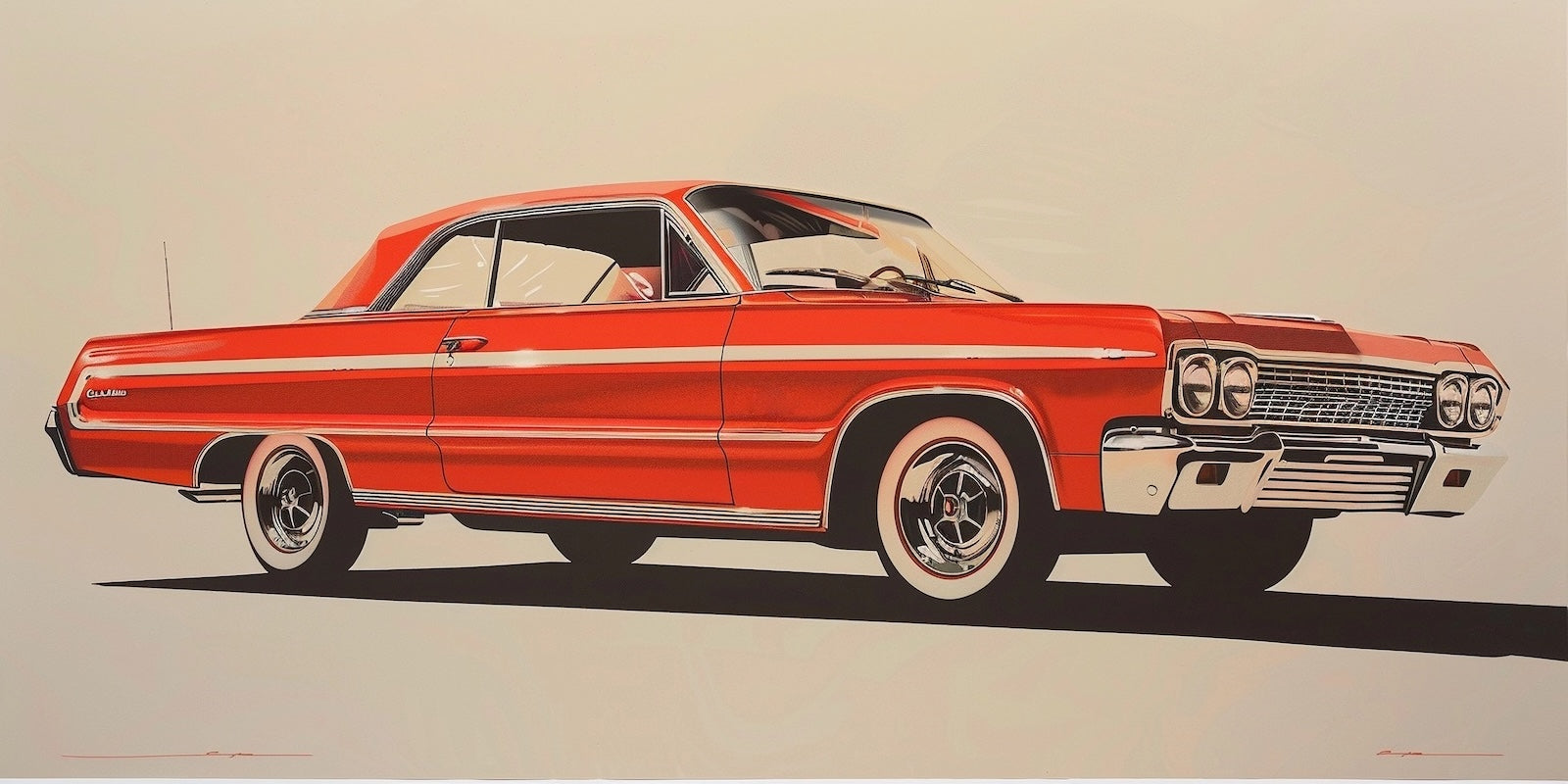 Papier Peint Voitures Américaines - Cabriolet Rouge Vintage
