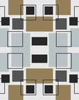 Papier Peint Géométrique - Carrés Bauhaus Gris et Or