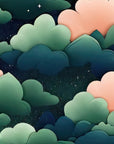 Papier Peint Japonais - Nuages Roses et Verts