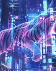 Papier Peint Gaming - Tigre Néon Cyberpunk