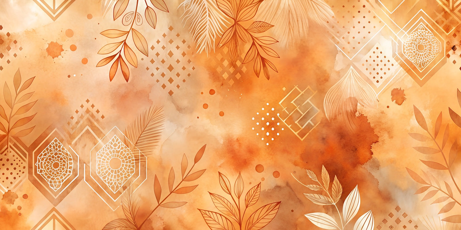 Papier Peint Floral - Aquarelle Orange Texturée