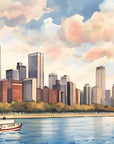Papier Peint Paysage - Chicago Aquarelle
