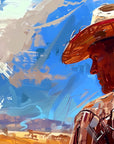 Papier Peint Désert - Cowboy et Ciel Bleu