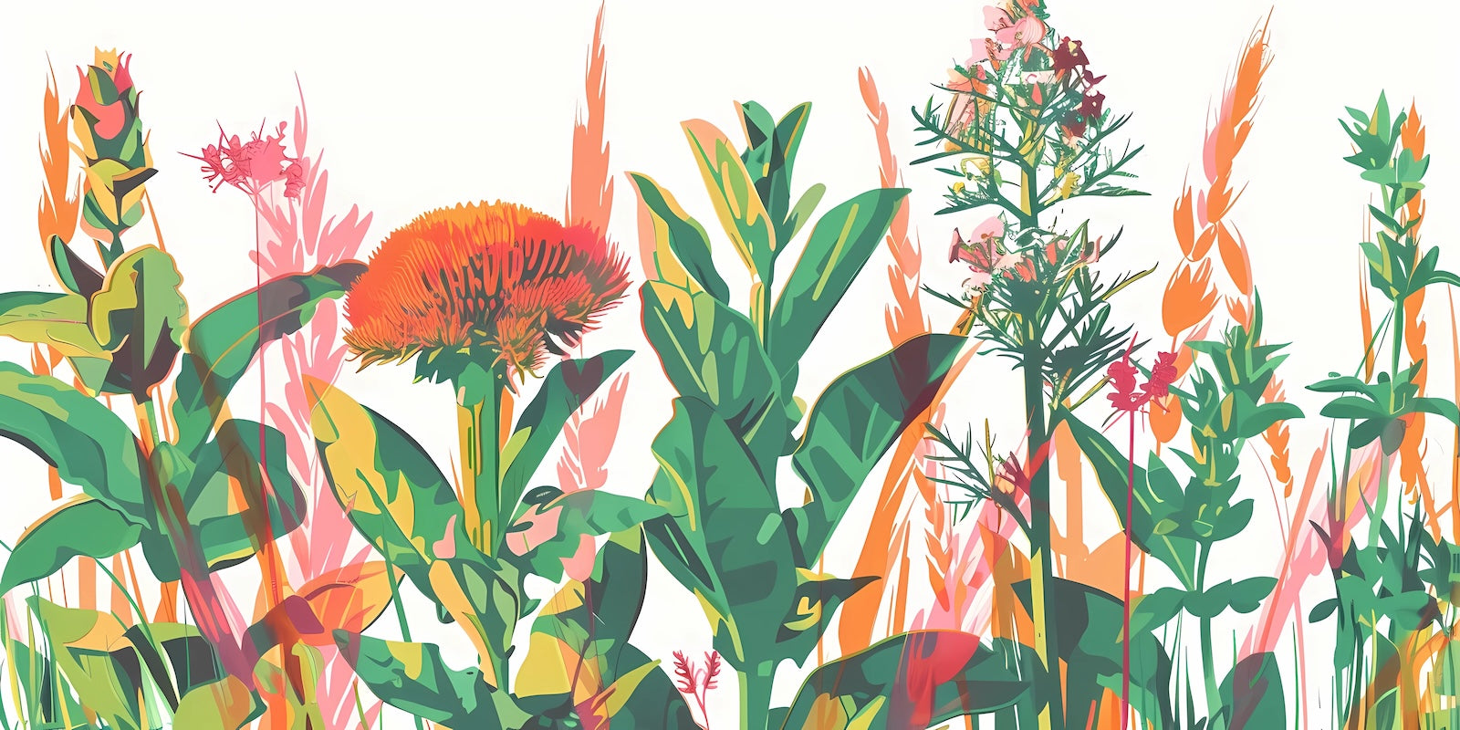 Papier Peint Floral - Fleurs Sauvages Illustrées