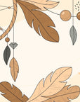 Papier Peint Bohème - Attrape-Rêves Plumes Beige