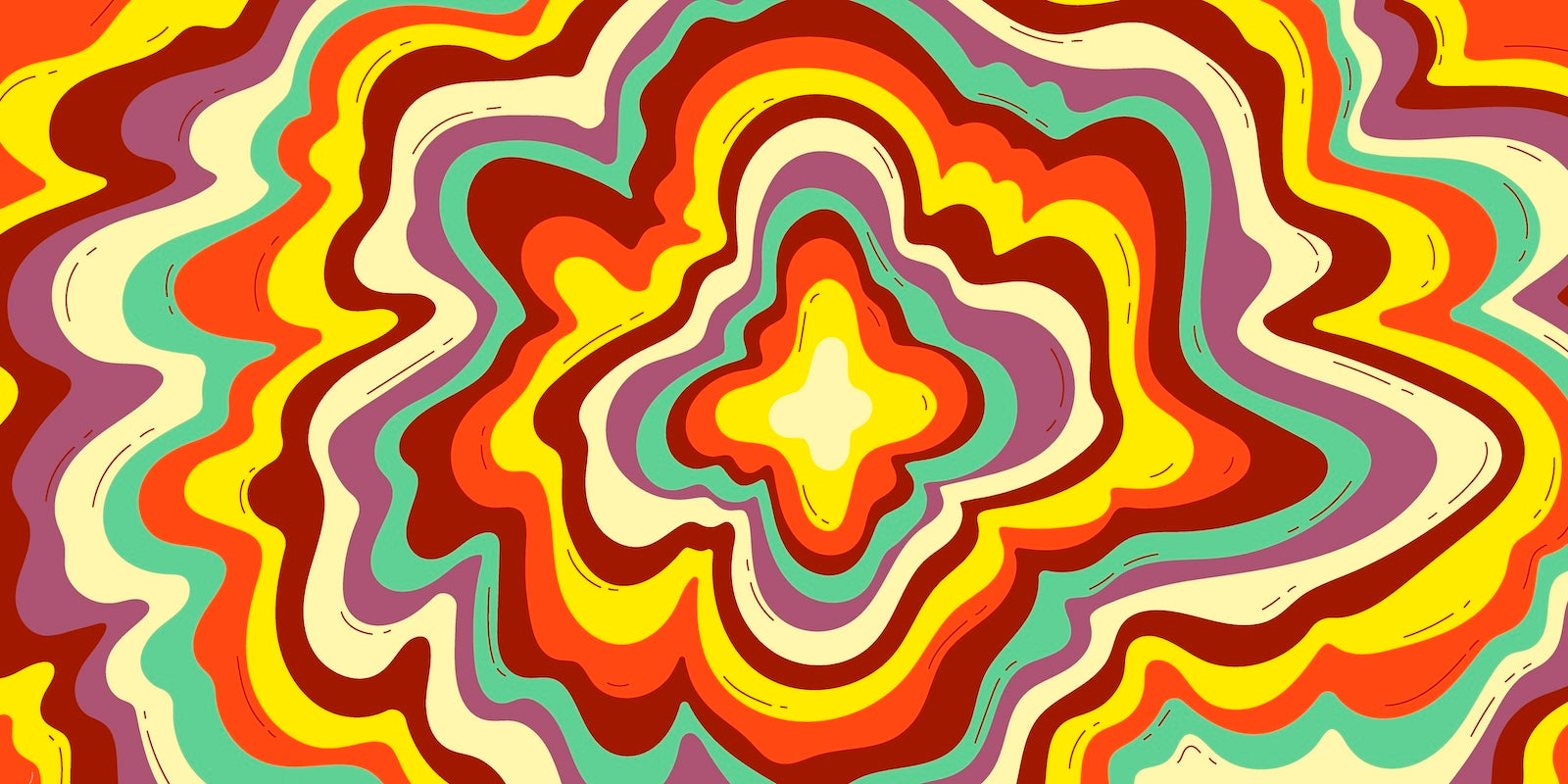 Papier Peint Rétro - Tourbillon Psychédélique 70s
