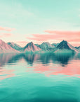 Papier Peint Montagne - Reflet Turquoise et Rose