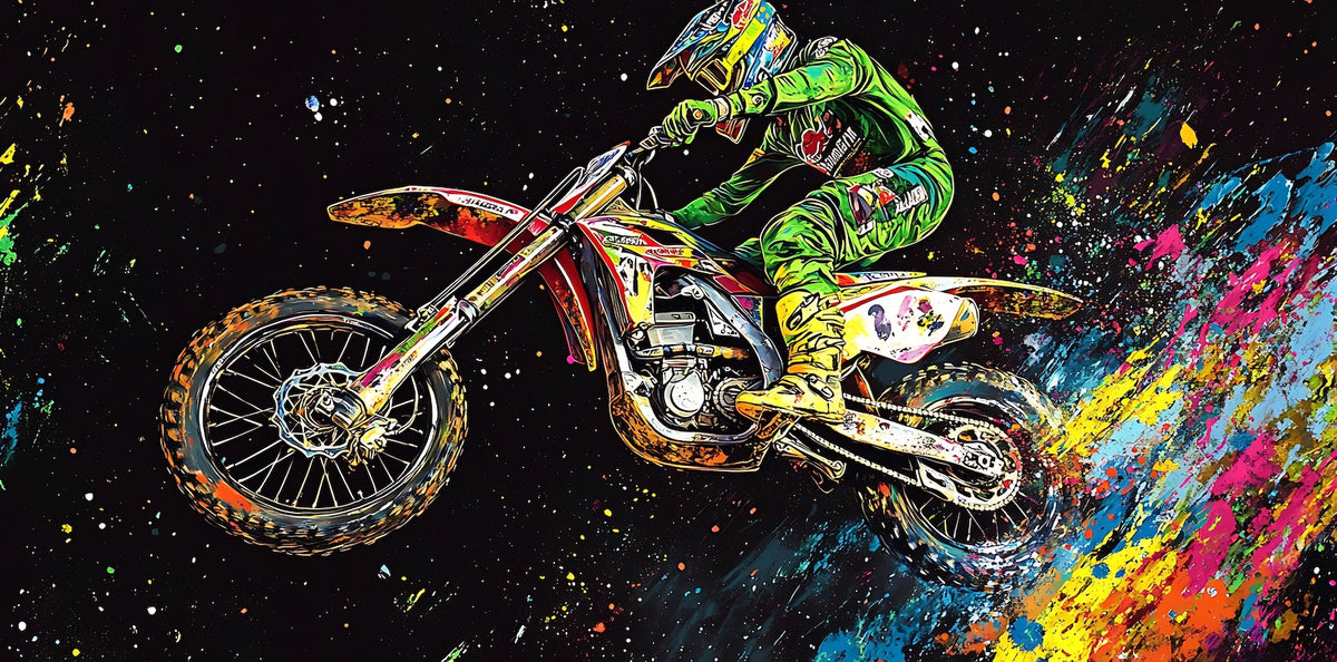 Motorcycle Wallpaper - Green Cross with Colorful Splashes