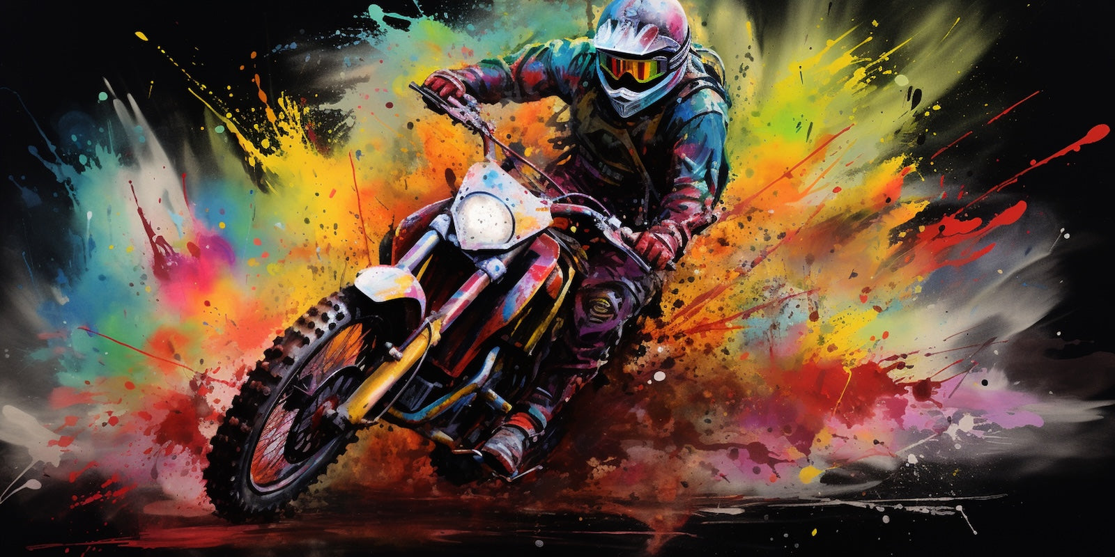 Papier Peint Moto - Explosion Colorée Cross
