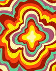 Papier Peint Rétro - Tourbillon Psychédélique 70s