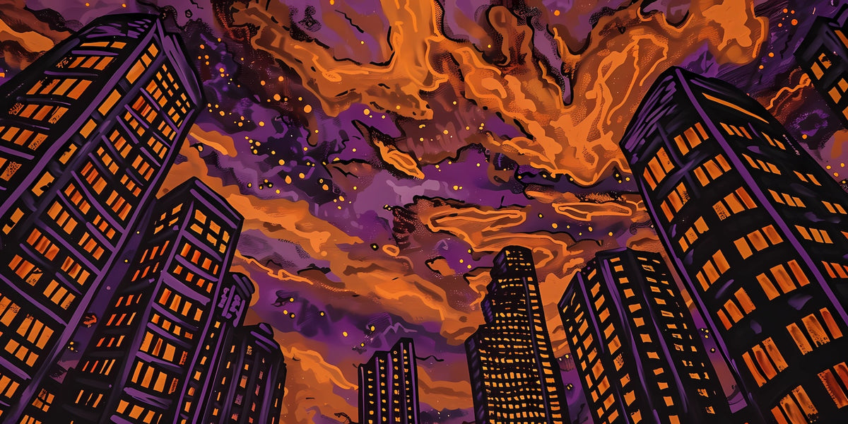 Abstract Wallpaper - Violet and Orange Night City