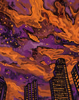Abstract Wallpaper - Violet and Orange Night City