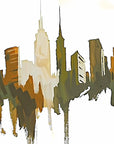 Tapet med illustration – New York i guldlinjer