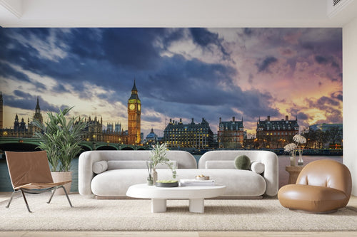 Papier Peint Paysage - Londres Big Ben Coucher de Soleil