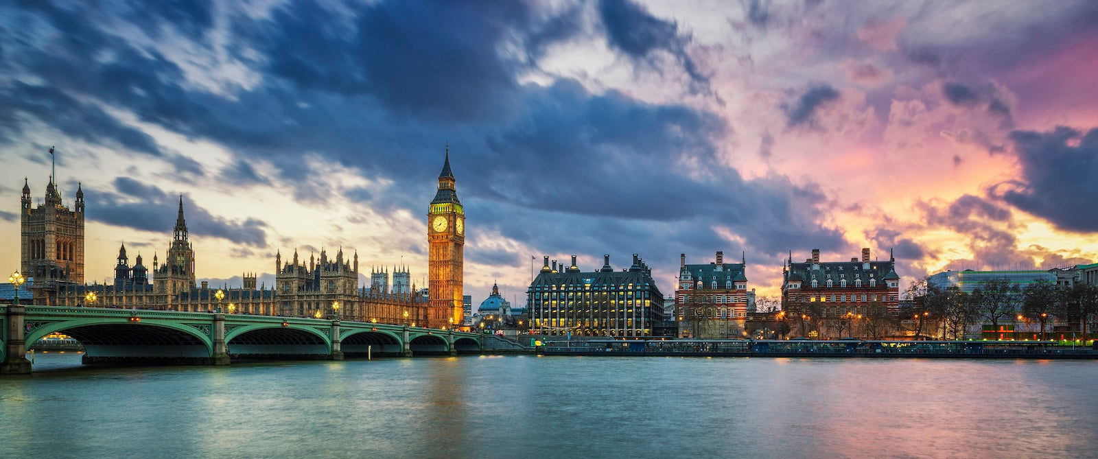 Papier Peint Paysage - Londres Big Ben Coucher de Soleil
