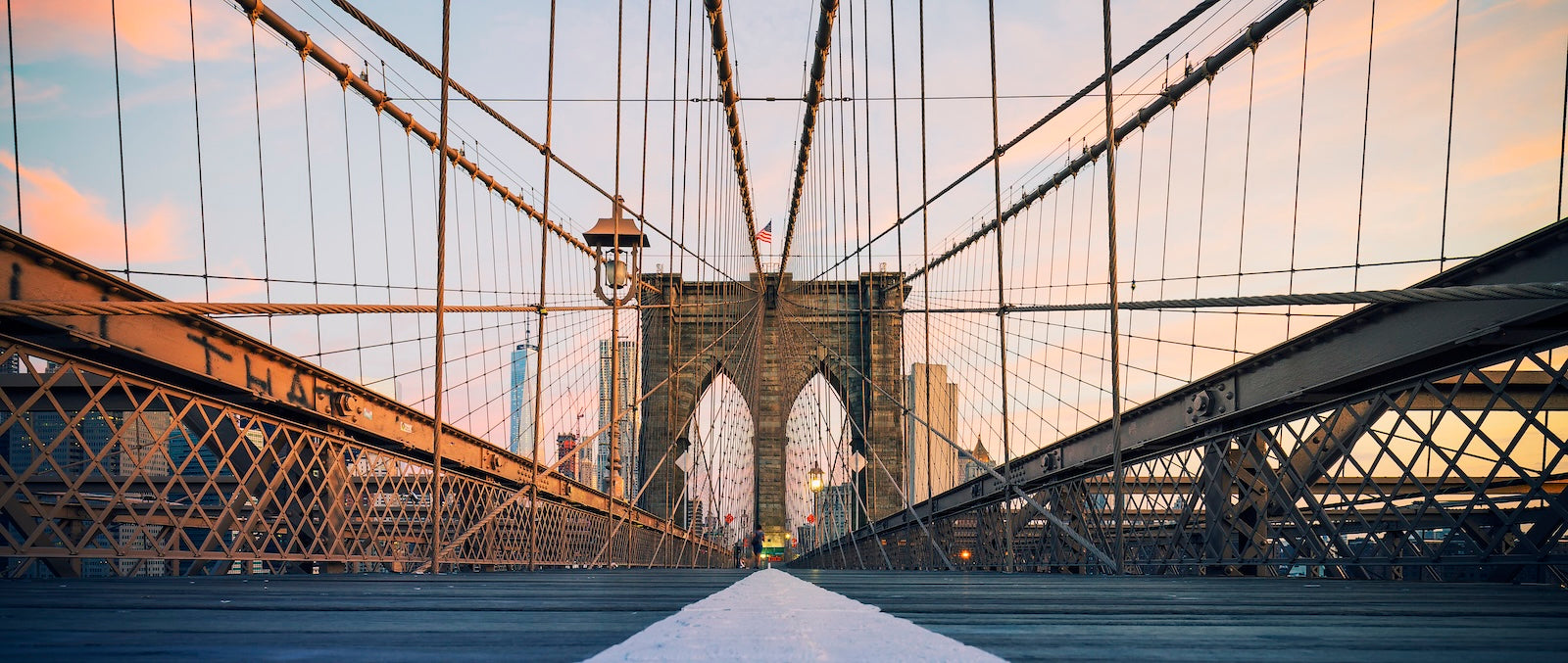 Papier Peint Paysage - Pont de Brooklyn au Crépuscule
