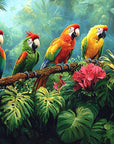 Birds & Raptors Wallpaper - Parrots on Tropical Branch