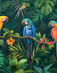 Papier Peint Oiseaux & Rapaces - Perroquets et Fleurs Tropicales
