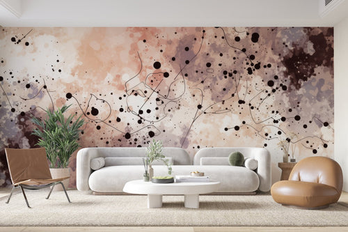 Papier Peint Abstrait - Taches Beige et Brun Douces