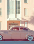 Papier Peint Miami - Voiture Vintage et Architecture Rose