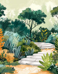 Papier Peint Forêt - Sentier Coloré Illustré